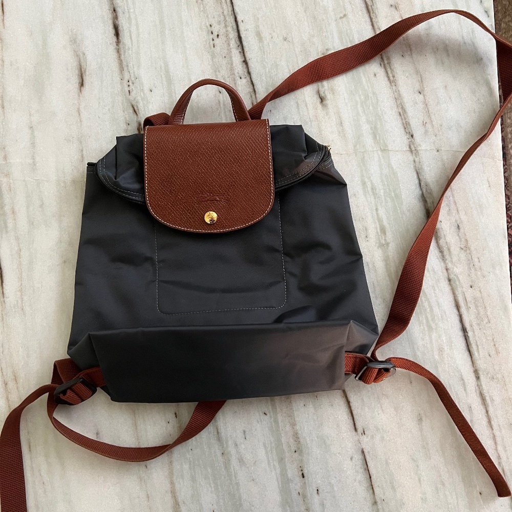 Longchamp Le Pliage Nylon Canvas Backpack - gunmetal